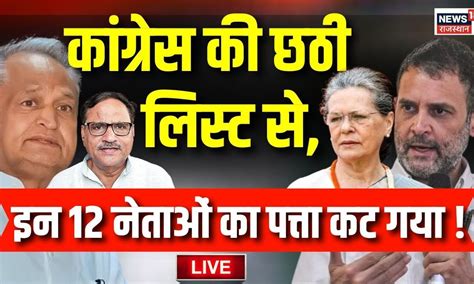 Rajasthan Congress List Live Update कांग्रेस ने जारी की प्रत्याशियों