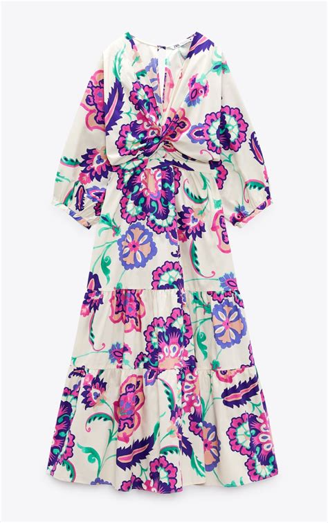 Zara Printed Ruffled Poplin Dress Ufo No More