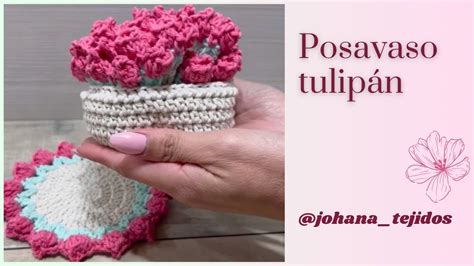 Cómo tejer posavasos de flores tulipán maceta Crochet flower tulip