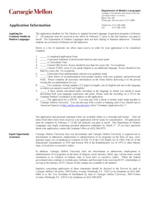 Fillable Online Cmu Application Form Carnegie Mellon University Cmu