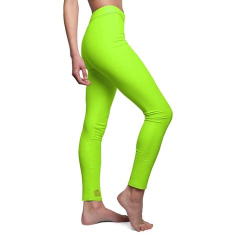 Lime Neon Green Womens Tights Solid Color Print Ladies Long Casual