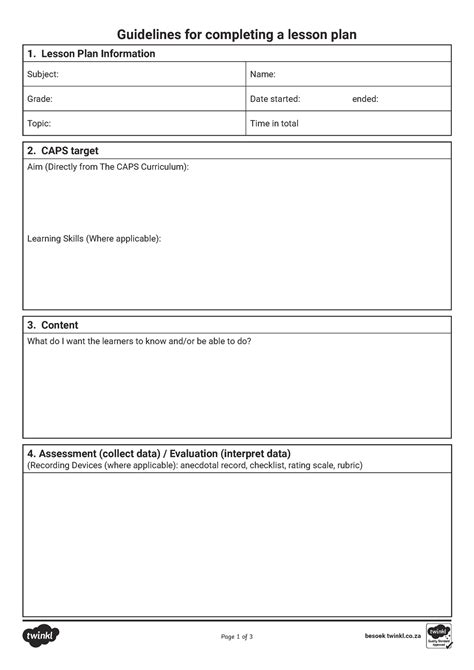 Za Hl Caps Lesson Planning Template Ver Guidelines For