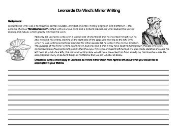 Leonardo Da Vinci Mirror Writing Activity by MR Cs CORNER | TPT