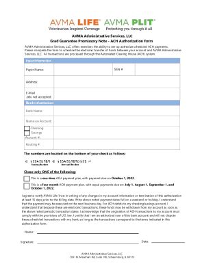 Fillable Online Promissory Note And Ach Payment Authorization Form Fax