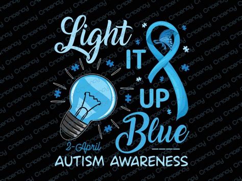 Light It Up Blue Autism Awareness Ribbon Puzzle Piece Png Sublimation