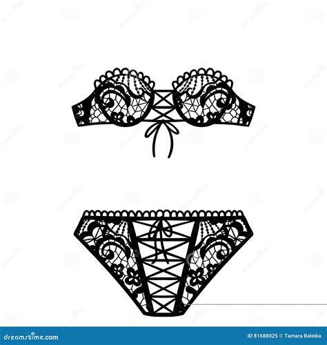 Hand Drawn Lingerie Panty And Bra Set Stock Vector Illustration Of