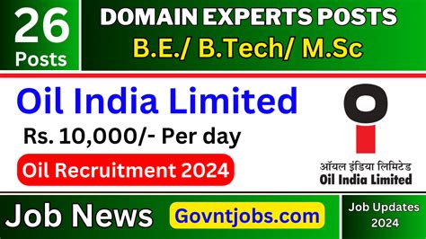 Oil India Domain Experts Recruitment 2024 Apply For 26 Posts Check