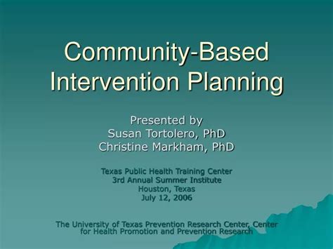 Ppt Community Based Intervention Planning Powerpoint Presentation