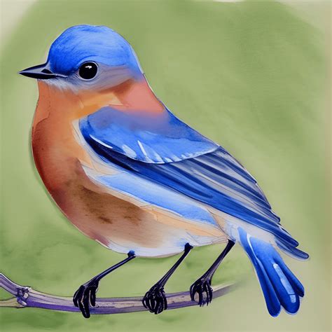 Eastern Bluebird Watercolor Illustration Creative Fabrica