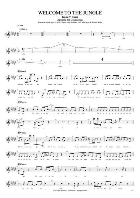 Welcome To The Jungle Tab By Guns N Roses Guitar Pro Full Score