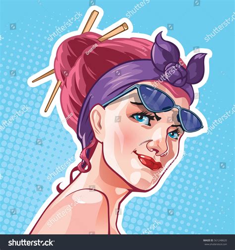 Retro Woman Portrait Vector Illustration Stock Vector Royalty Free