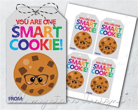 Printable You Are One Smart Cookie Tag Instant Download Chocolate Chip