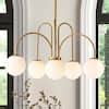 Rrtyo Erik Light Gold Unique Modern Elbow Chandelier With Milky White