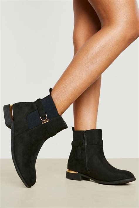 Wide Fit Hardware Detail Chelsea Boot Boohoo Uk