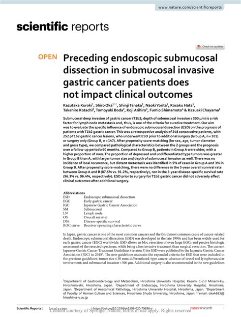 Pdf Preceding Endoscopic Submucosal Dissection In Submucosal Invasive