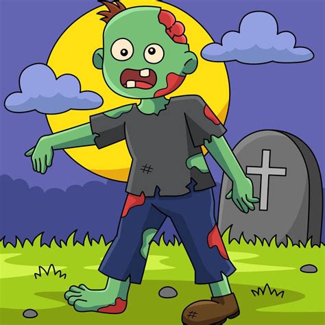 Ilustración De Dibujos Animados De Color Zombie Halloween 7528283