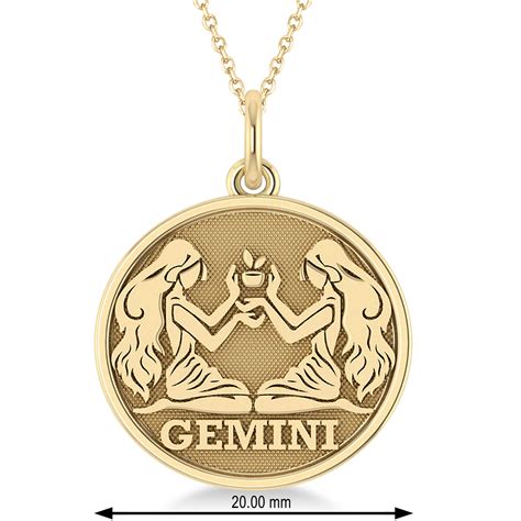 Gemini Coin Zodiac Pendant Necklace 14k Yellow Gold Az3303