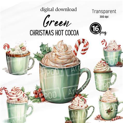 Christmas Clipart Hot Cocoa PNG Christmas PNG Watercolor Clipart Ornament Clipart Christmas