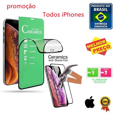 Película 9D 3D iPhone Cerâmica Gel Hidrogel Flexível 6 7 8 Plus XR 11