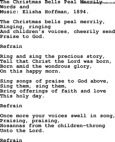 Christmas Hymns Carols And Songs Title The Christmas Bells Peal