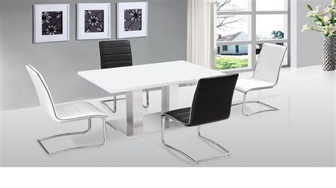 Ultra Modern White High Gloss Dining Table & 4 Chairs -Homegenies