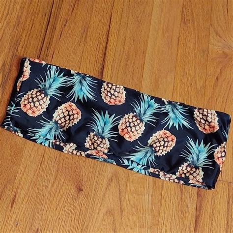 Swim Pineapple Bathing Suit Bikini Bandeau Swim Top Large Euc Poshmark