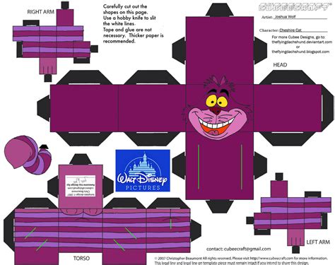 Cheshire Cat Paper Toy Free Printable Papercraft Templates