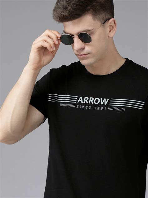 Buy Arrow Men Black Brand Logo Pure Cotton T Shirt - Tshirts for Men ...