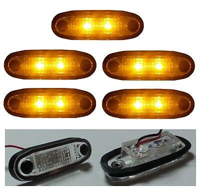 5 X 12v Led Orange Amber Marker Light Flush Roof Bull Side Bar Step Van