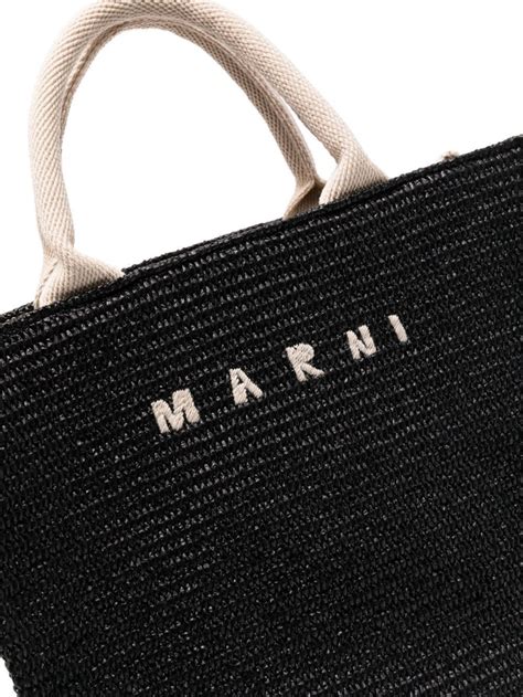 Logo Lettering Raffia Tote Bag Marni Eraldo