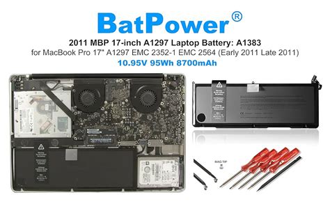 Batpower A1383 Replacement Laptop Battery For Apple Early 2011 Late 2011 Macbook Pro