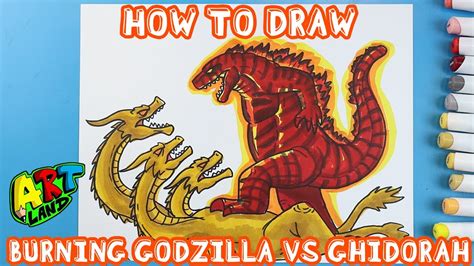 How To Draw Burning Godzilla Vs Ghidorah Easy Drawings Dibujos