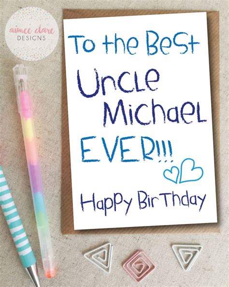 Personalised Best Uncle Birthday Card Etsy