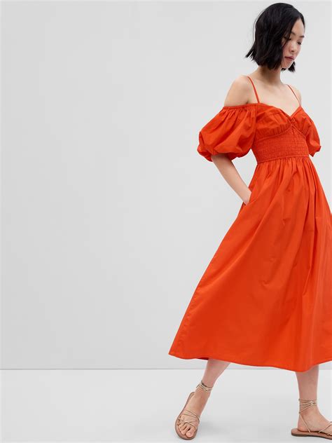 Off Shoulder Puff Sleeve Maxi Dress Gap