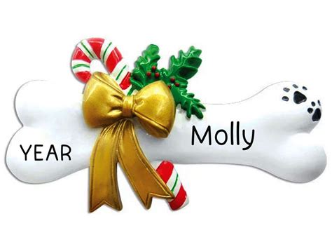 Personalized Dog Bone Christmas Ornament Custom Pet Name Holiday Decor