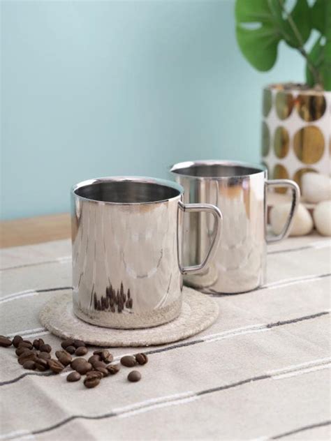 Abode Stainless Steel Sober Double Wall Heavy Coffee Mug Set 300ml 2