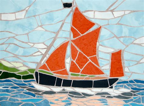 A traditional Cornish boat mosaic Mixed Media by Felicity Ball