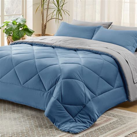 Bedsure Blue Full Comforter Set 7 Pieces Reversible Bed