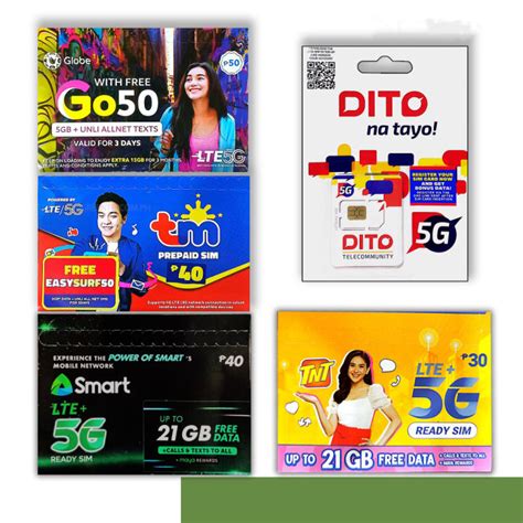 5g Simcards Tnt Smart Globe Dito Tm Lazada Ph