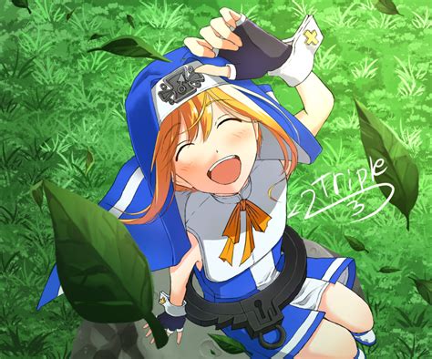 Safebooru 1boy Black Gloves Blonde Hair Blue Dress Bridget Guilty Gear Closed Eyes Cuffs