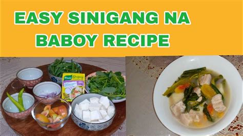 Easy Sinigang Na Baboy Recipe Lutong Bahay Adeza Vlog Pork