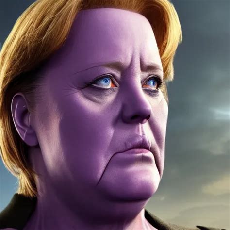 Portrait Of Angela Merkel As Thanos Brushed Hair Stable Diffusion