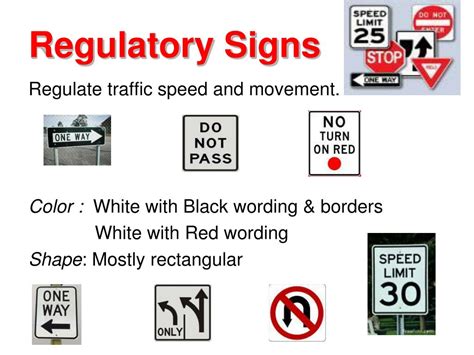 List Of Regulatory Signs