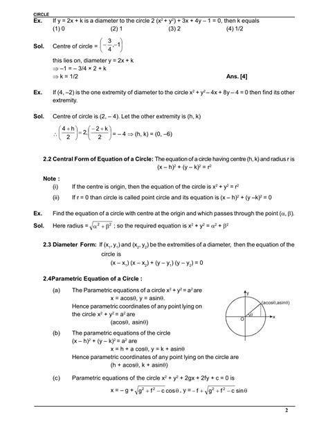 Equation Of A Circle Guided Notes