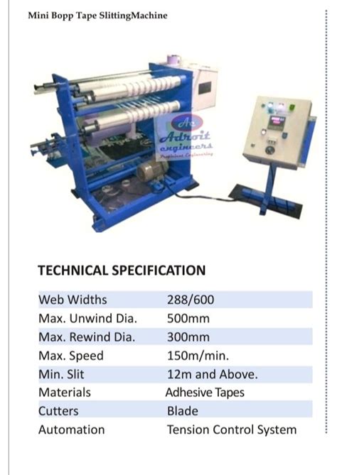 Mild Steel Mini Bopp Tape Slitting Machine Hp Production Capacity