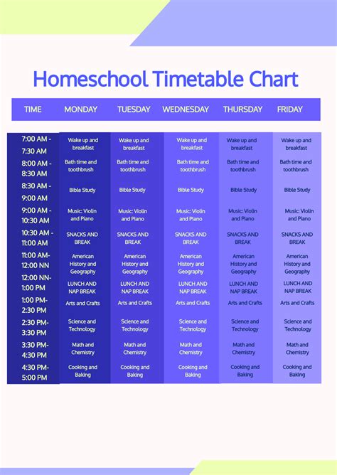 Free Time Table Chart Templates Editable And Printable