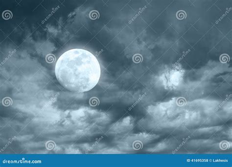 Amazing Night Sky With Shining Full Moon Stock Photo Image Of Galaxy