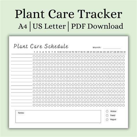 Monthly Plant Care Tracker Printable Plant Watering Schedule Monthly