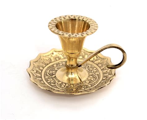 Brass Candle Stand With Handle Popli Brass Shop