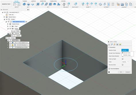 Is It Possible To Use Sketch Geometry As The Selection For A Bore